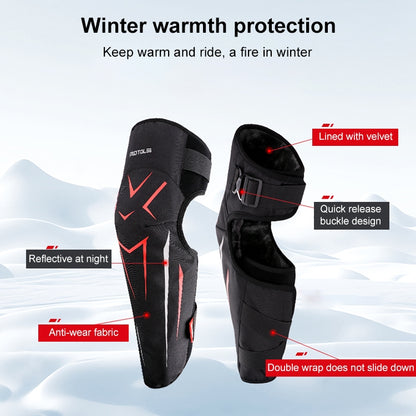 MOTOLSG 2 in 1 Knee Pads Motorcycle Bicycle Riding Warm Fleece Soft Protective Gear (Black Red) - Protective Gear by MOTOLSG | Online Shopping South Africa | PMC Jewellery | Buy Now Pay Later Mobicred