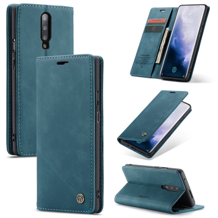 CaseMe-013 Multifunctional Retro Frosted Horizontal Flip Leather Case for OnePlus 7 Pro, with Card Slot & Holder & Zipper Wallet & Photo Frame(Blue) - OnePlus Cases by CaseMe | Online Shopping South Africa | PMC Jewellery | Buy Now Pay Later Mobicred