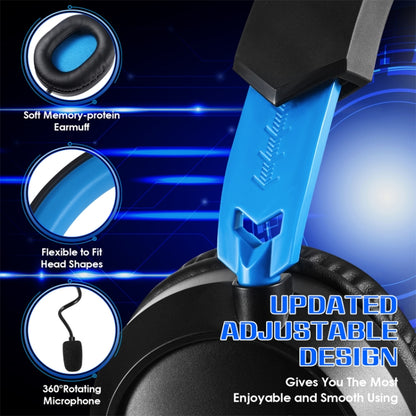 KOTION EACH G3100 Stereo Bass Gaming Headset with Omni-directional Mic,Cable Length: 1.7m(Black+Blue) - Multimedia Headset by KOTION EACH | Online Shopping South Africa | PMC Jewellery | Buy Now Pay Later Mobicred