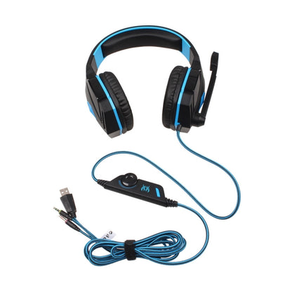 KOTION EACH G4000 Stereo Gaming Headphone Headset Headband with Mic Volume Control LED Light for PC Gamer,Cable Length: About 2.2m(Blue + Black) - Multimedia Headset by KOTION EACH | Online Shopping South Africa | PMC Jewellery | Buy Now Pay Later Mobicred