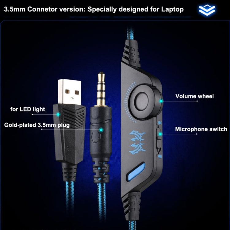 KOTION EACH G9000 3.5mm Game Gaming Headphone Headset Earphone Headband with Microphone LED Light for Laptop / Tablet / Mobile Phones,Cable Length: About 2.2m(Black Blue) - Multimedia Headset by KOTION EACH | Online Shopping South Africa | PMC Jewellery | Buy Now Pay Later Mobicred