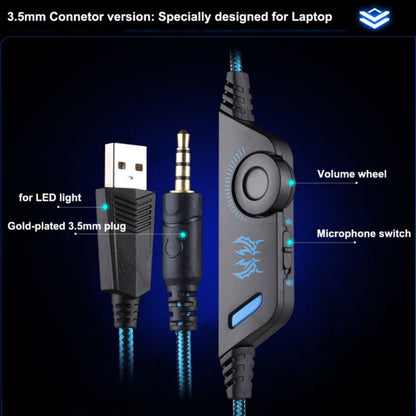 KOTION EACH G9000 3.5mm Game Gaming Headphone Headset Earphone Headband with Microphone LED Light for Laptop / Tablet / Mobile Phones,Cable Length: About 2.2m(Black Blue) - Multimedia Headset by KOTION EACH | Online Shopping South Africa | PMC Jewellery | Buy Now Pay Later Mobicred