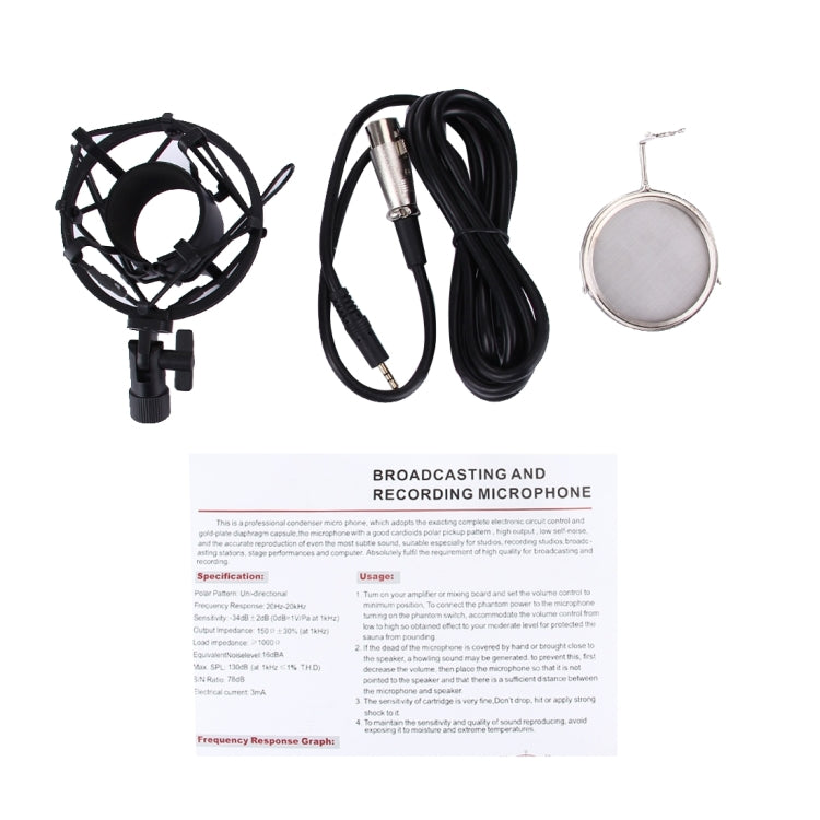 3000 Home KTV Mic Condenser Sound Recording Microphone with Shock Mount & Pop Filter for PC & Laptop, 3.5mm Earphone Port, Cable Length: 2.5m(White) - Microphone by PMC Jewellery | Online Shopping South Africa | PMC Jewellery | Buy Now Pay Later Mobicred