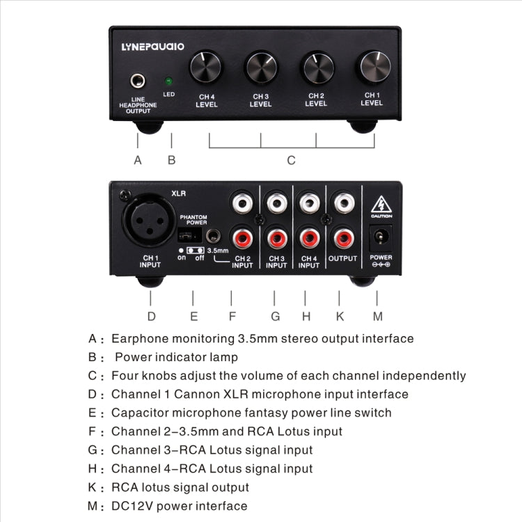 LINEPAUDIO B895 Five-channel Stereo Microphone Mixer with Earphone Monitoring(Black) -  by PMC Jewellery | Online Shopping South Africa | PMC Jewellery | Buy Now Pay Later Mobicred