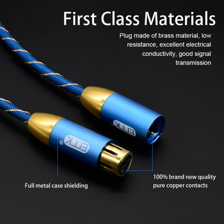 EMK XLR Male to Female Gold-plated Plug Grid Nylon Braided Cannon Audio Cable for XLR Jack Devices, Length: 2m(Blue) - Microphone Audio Cable & Connector by EMK | Online Shopping South Africa | PMC Jewellery | Buy Now Pay Later Mobicred