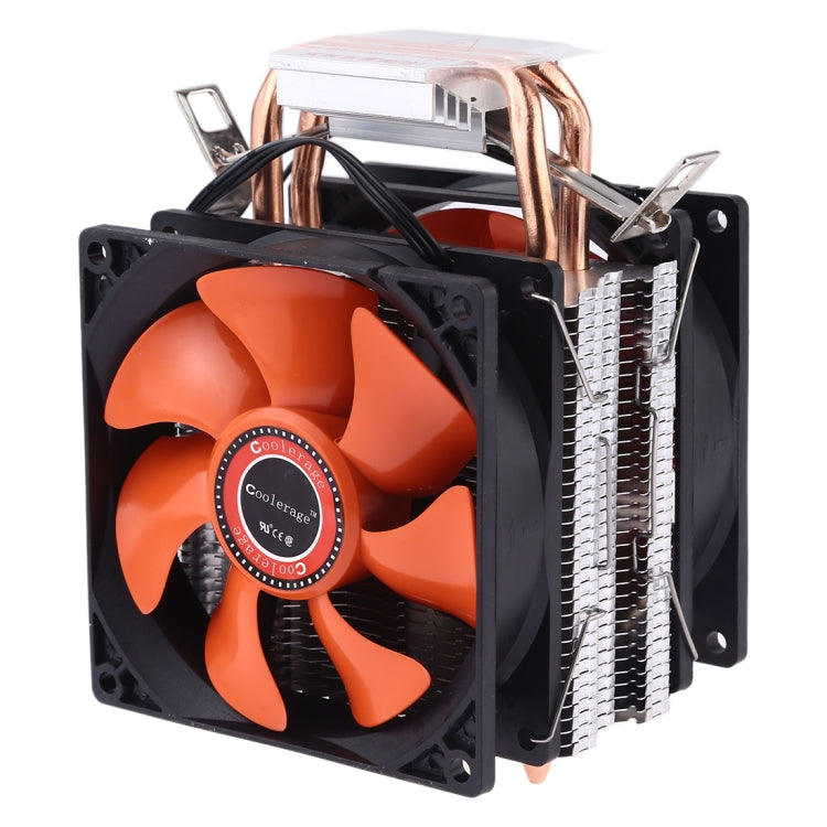 CoolAge AMD CPU Heatsink Hydraulic Bearing Cooling Fan Double Cooling Fan 3 Pin for Intel LGA775 115X AM2 AM3 AM4 FM1 FM2 1366 - Fan Cooling by PMC Jewellery | Online Shopping South Africa | PMC Jewellery | Buy Now Pay Later Mobicred