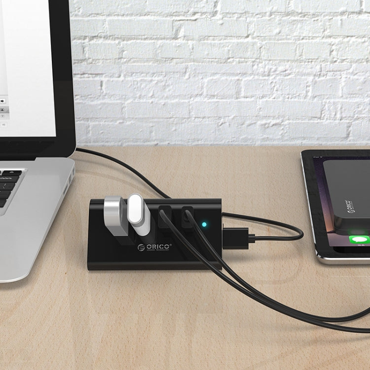 ORICO SHC-U3 ABS Material Desktop 4 Ports USB 3.0 HUB with Phone / Tablet Holder & 1m USB Cable & LED Indicator - USB 3.0 HUB by ORICO | Online Shopping South Africa | PMC Jewellery | Buy Now Pay Later Mobicred