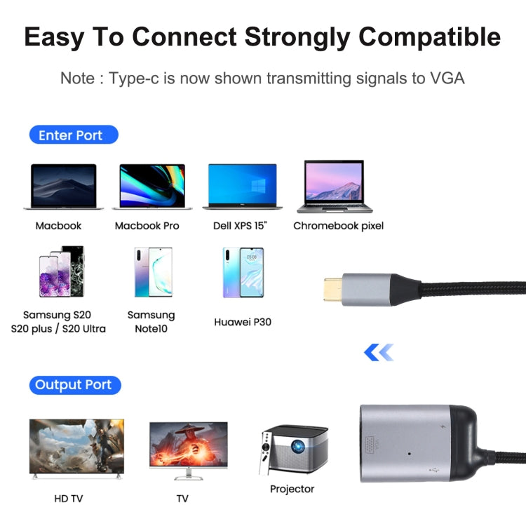 4K UHD USB-C / Type-C to VGA + PD Data Sync Adapter Cable - Cable & Adapters by PMC Jewellery | Online Shopping South Africa | PMC Jewellery | Buy Now Pay Later Mobicred