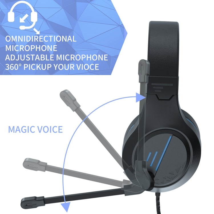 SADES MH601 3.5mm Plug Wire-controlled Noise Reduction E-sports Gaming Headset with Retractable Microphone, Cable Length: 2.2m(Black Blue) - Multimedia Headset by SADES | Online Shopping South Africa | PMC Jewellery | Buy Now Pay Later Mobicred