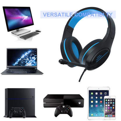 SADES MH601 3.5mm Plug Wire-controlled Noise Reduction E-sports Gaming Headset with Retractable Microphone, Cable Length: 2.2m(Black Blue) - Multimedia Headset by SADES | Online Shopping South Africa | PMC Jewellery | Buy Now Pay Later Mobicred