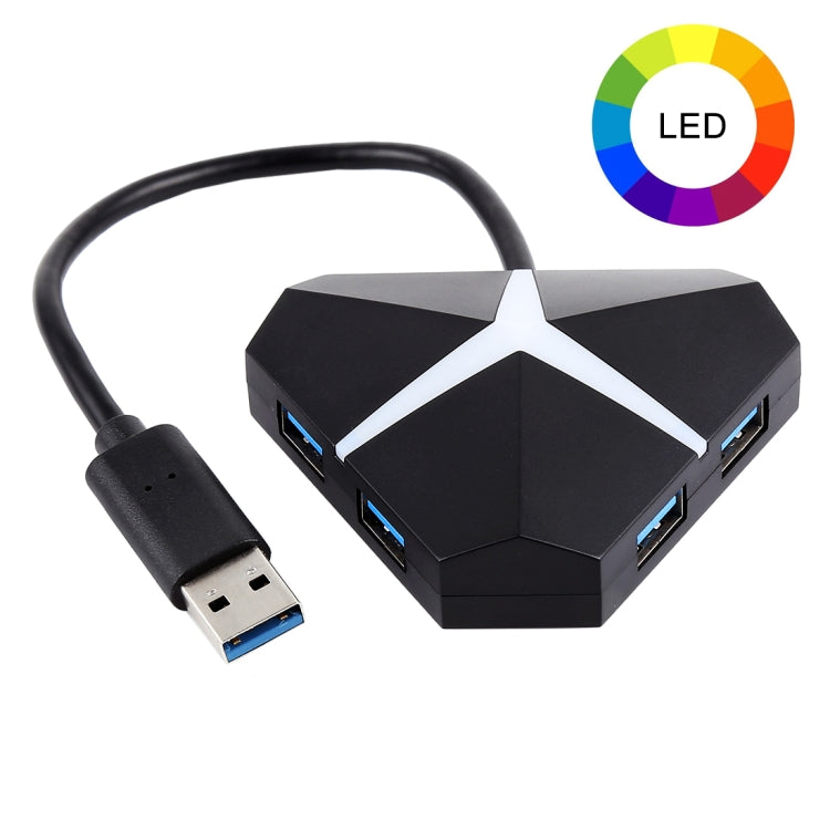 5Gbps Super Speed 4 Ports USB 3.0 HUB Adapter, Cable Length: about 20cm(Black) - USB 3.0 HUB by PMC Jewellery | Online Shopping South Africa | PMC Jewellery | Buy Now Pay Later Mobicred