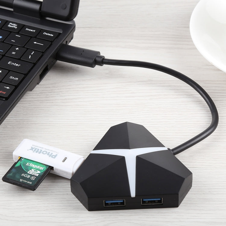 5Gbps Super Speed 4 Ports USB 3.0 HUB Adapter, Cable Length: about 20cm(Black) - USB 3.0 HUB by PMC Jewellery | Online Shopping South Africa | PMC Jewellery | Buy Now Pay Later Mobicred