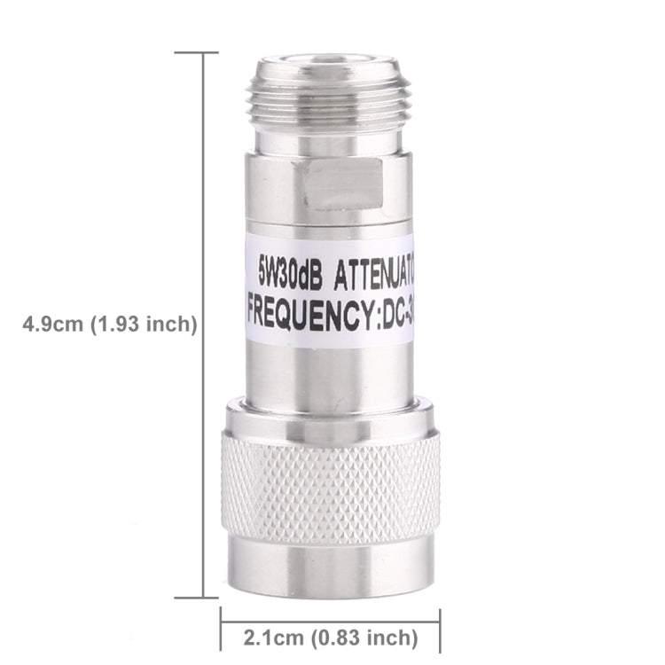 5W 30dBi N Female to N Male DC-13GHz Frequency Gain Attenuator(Silver) - Connectors by PMC Jewellery | Online Shopping South Africa | PMC Jewellery | Buy Now Pay Later Mobicred