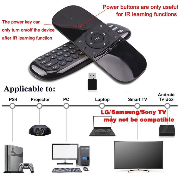 W1 Wireless QWERTY 57-Keys Keyboard 2.4G Air Mouse Remote Controller with LED Indicator for Android TV Box, Mini PC, Smart TV, Projector, HTPC, All-in-one PC / TV - MINI PC Accessories & Gadgets by PMC Jewellery | Online Shopping South Africa | PMC Jewellery | Buy Now Pay Later Mobicred