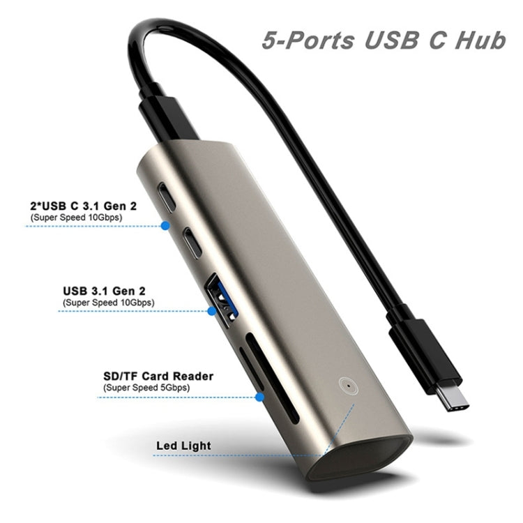 Rocketek HC463 USB3.1 Gen2  to Type-C 3.1 + USB 3.1 + SD / TF 6 in 1 HUB Adapter - USB HUB by ROCKETEK | Online Shopping South Africa | PMC Jewellery | Buy Now Pay Later Mobicred