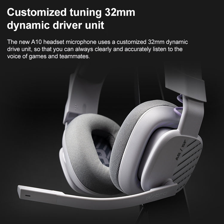 Logitech Astro A10 Gen 2 Wired Headset Over-ear Gaming Headphones (Grey) - Multimedia Headset by Logitech | Online Shopping South Africa | PMC Jewellery | Buy Now Pay Later Mobicred