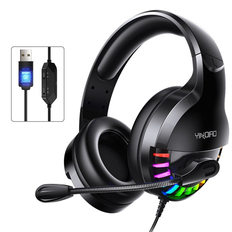 YINDIAO Q2 Head-mounted Wired Gaming Headset with Microphone, Version: Single USB Sound Card(Black) - Multimedia Headset by YINDIAO | Online Shopping South Africa | PMC Jewellery | Buy Now Pay Later Mobicred