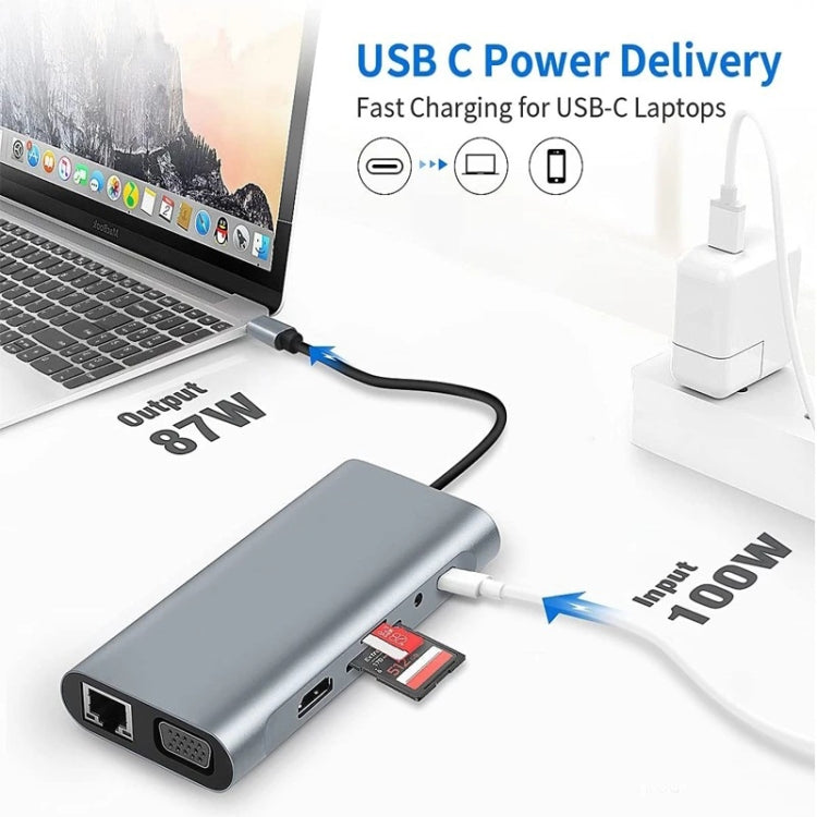 11 in 1 USB-C / Type-C to USB Docking Station HUB Adapter(1000M Network Port) - USB HUB by PMC Jewellery | Online Shopping South Africa | PMC Jewellery | Buy Now Pay Later Mobicred