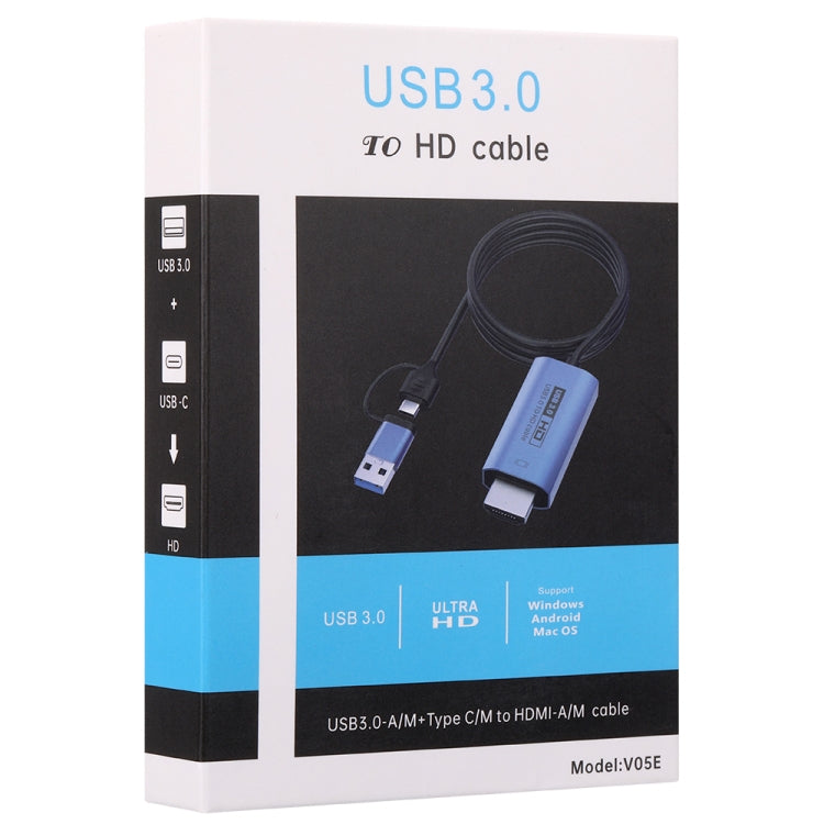 V05E USB 3.0 + USB-C / Type-C to HDMI Adapter Cable - Cable & Adapters by PMC Jewellery | Online Shopping South Africa | PMC Jewellery | Buy Now Pay Later Mobicred