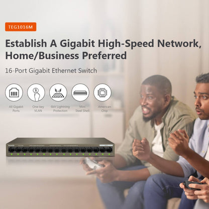 Tenda TEG1016M Desktop Metal 16-Port Gigabit Ethernet Switch Fast Establish High-Speed Network - Switch by Tenda | Online Shopping South Africa | PMC Jewellery | Buy Now Pay Later Mobicred