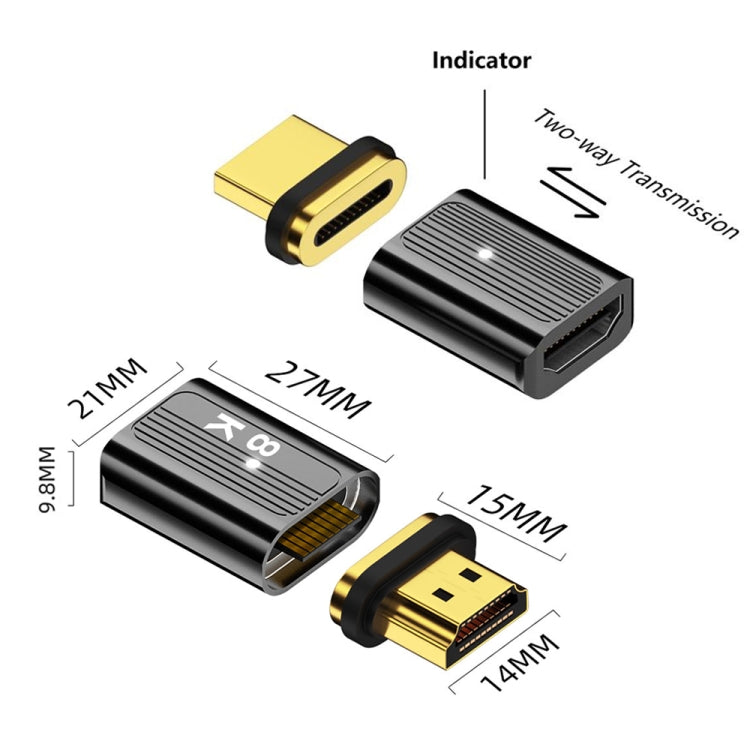 8K 60Hz HDMI Male to HDMI Female Magnetic Adapter (Silver) - Adapter by PMC Jewellery | Online Shopping South Africa | PMC Jewellery | Buy Now Pay Later Mobicred