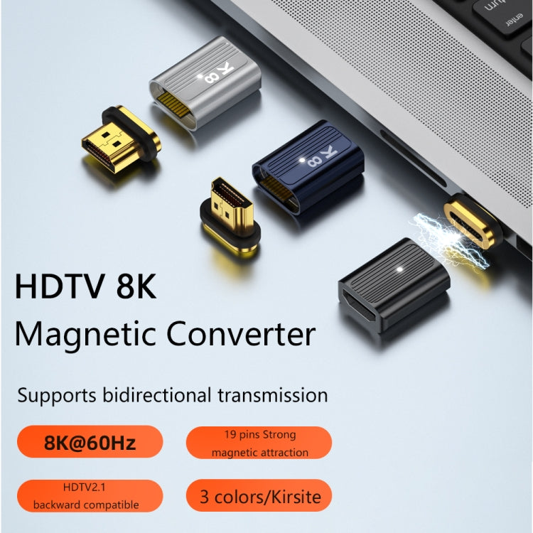 8K 60Hz HDMI Male to HDMI Female Magnetic Adapter (Gun Metal) - Adapter by PMC Jewellery | Online Shopping South Africa | PMC Jewellery | Buy Now Pay Later Mobicred