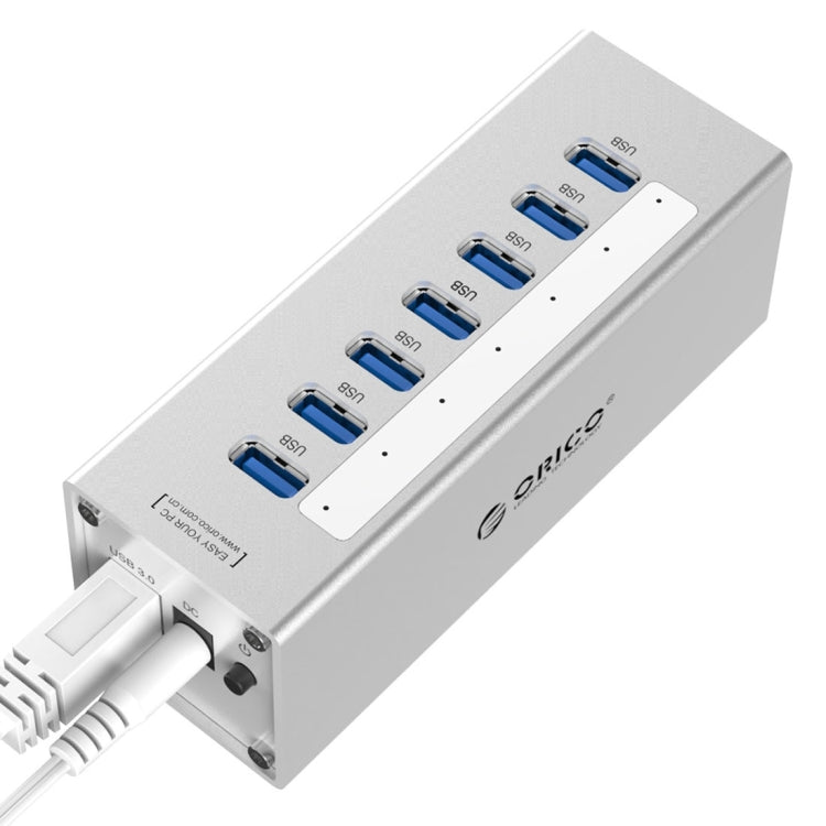 ORICO A3H7 Aluminum High Speed 7 Ports USB 3.0 HUB with 12V/2.5A Power Supply for Laptops(Silver) - USB 3.0 HUB by ORICO | Online Shopping South Africa | PMC Jewellery | Buy Now Pay Later Mobicred