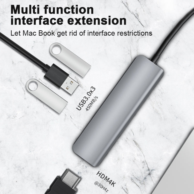 2008N 4 In 1 USB 3.0 x3 + HDMI Multi-function Intelligent Type-C / USB-C HUB Docking Station - USB HUB by PMC Jewellery | Online Shopping South Africa | PMC Jewellery | Buy Now Pay Later Mobicred