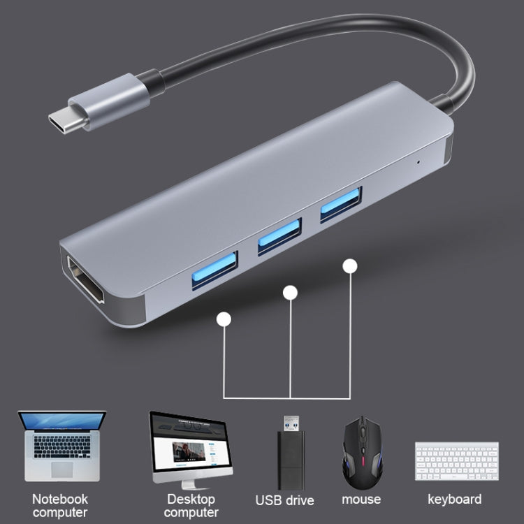 2008N 4 In 1 USB 3.0 x3 + HDMI Multi-function Intelligent Type-C / USB-C HUB Docking Station - USB HUB by PMC Jewellery | Online Shopping South Africa | PMC Jewellery | Buy Now Pay Later Mobicred