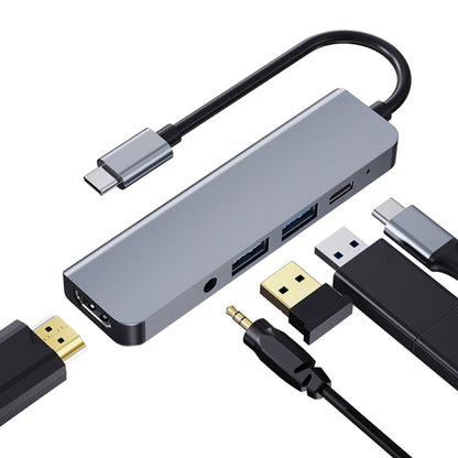 2008N 5 In 1 USB 3.0 x2 + HDMI + PD + 3.5mm Port Multi-function Intelligent Type-C / USB-C HUB Docking Station - USB HUB by PMC Jewellery | Online Shopping South Africa | PMC Jewellery | Buy Now Pay Later Mobicred