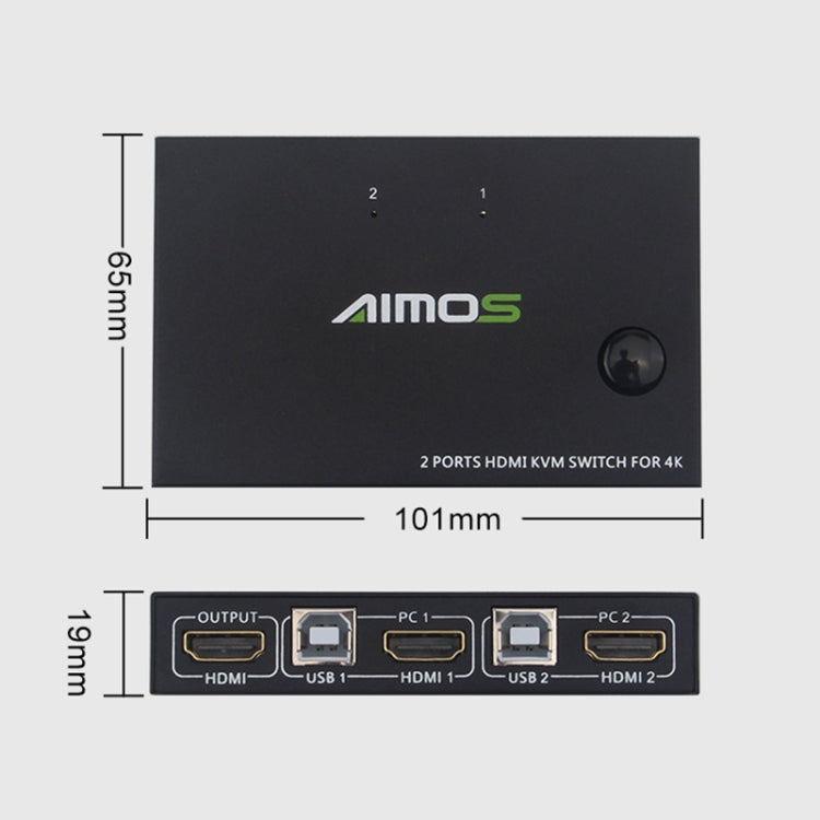 AM-KVM201 4K Ultra HD Metal Case 2 In 1 Out HDMI KVM Switch - USB Adapter by PMC Jewellery | Online Shopping South Africa | PMC Jewellery | Buy Now Pay Later Mobicred