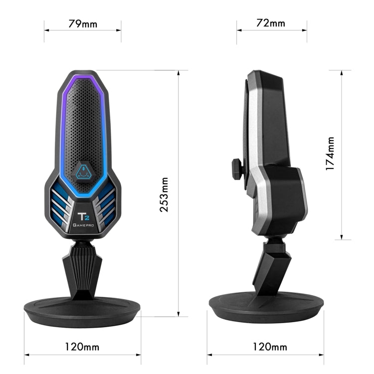 Yanmai T2 USB Gaming Condenser Microphone with RGB Lighting - Microphone by Yanmai | Online Shopping South Africa | PMC Jewellery | Buy Now Pay Later Mobicred