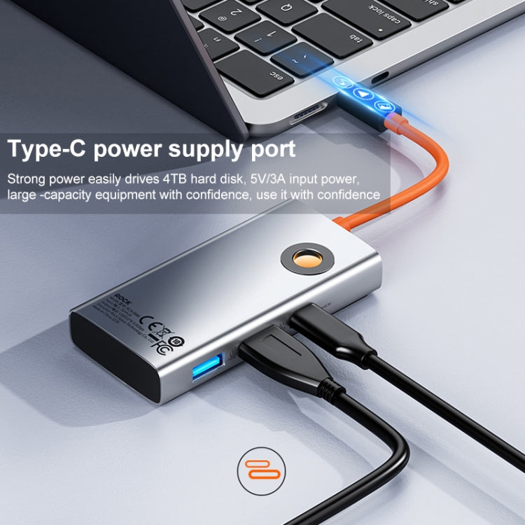 ROCK TR25 4 in 1 USB-C / Type-C to USB 3.0x4 Portable Multifunctional HUB Docking Station - USB HUB by ROCK | Online Shopping South Africa | PMC Jewellery | Buy Now Pay Later Mobicred