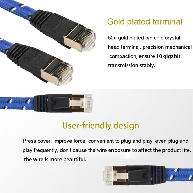 10m Gold Plated CAT-7 10 Gigabit Ethernet Ultra Flat Patch Cable for Modem Router LAN Network, Built with Shielded RJ45 Connector - Lan Cable and Tools by PMC Jewellery | Online Shopping South Africa | PMC Jewellery | Buy Now Pay Later Mobicred