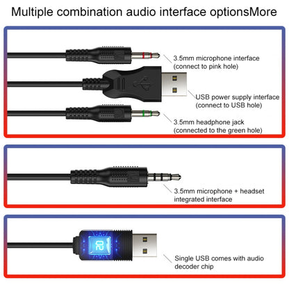 YINDIAO Q3 USB + Dual 3.5mm Wired E-sports Gaming Headset with Mic & RGB Light, Cable Length: 1.67m(White) - Multimedia Headset by YINDIAO | Online Shopping South Africa | PMC Jewellery | Buy Now Pay Later Mobicred