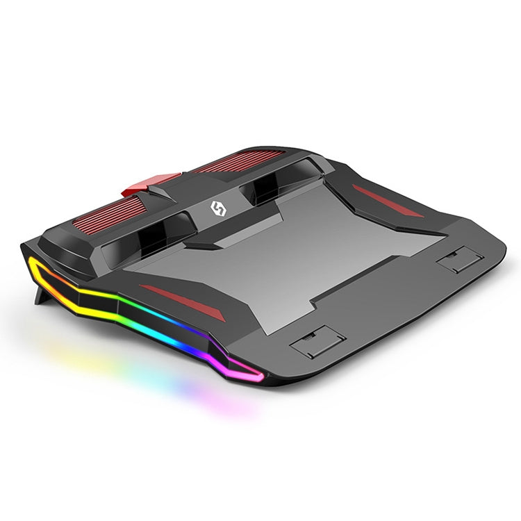 SSRQ-021S Rainbow Version Flank Glowing Dual-fan Laptop Radiator Two-speed Adjustable Computer Base for Laptops Under 18 inch - Cooling Pads by PMC Jewellery | Online Shopping South Africa | PMC Jewellery | Buy Now Pay Later Mobicred