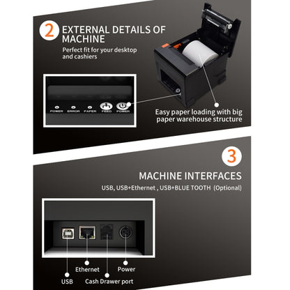 ZJ-8360-L USB Bluetooth Wireless Auto-cutter 80mm Thermal Receipt Printer(US Plug) - Printer by PMC Jewellery | Online Shopping South Africa | PMC Jewellery | Buy Now Pay Later Mobicred