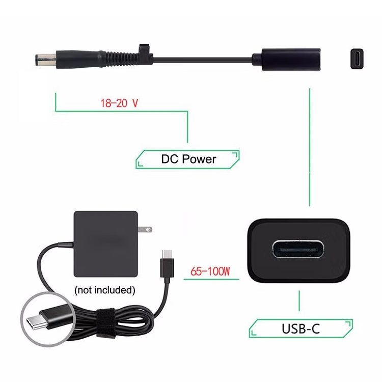 DP USB-C / Type-C to 7.4 x 0.6mm Power Adapter Charger Cable for HP - Universal Power Adapter by PMC Jewellery | Online Shopping South Africa | PMC Jewellery | Buy Now Pay Later Mobicred