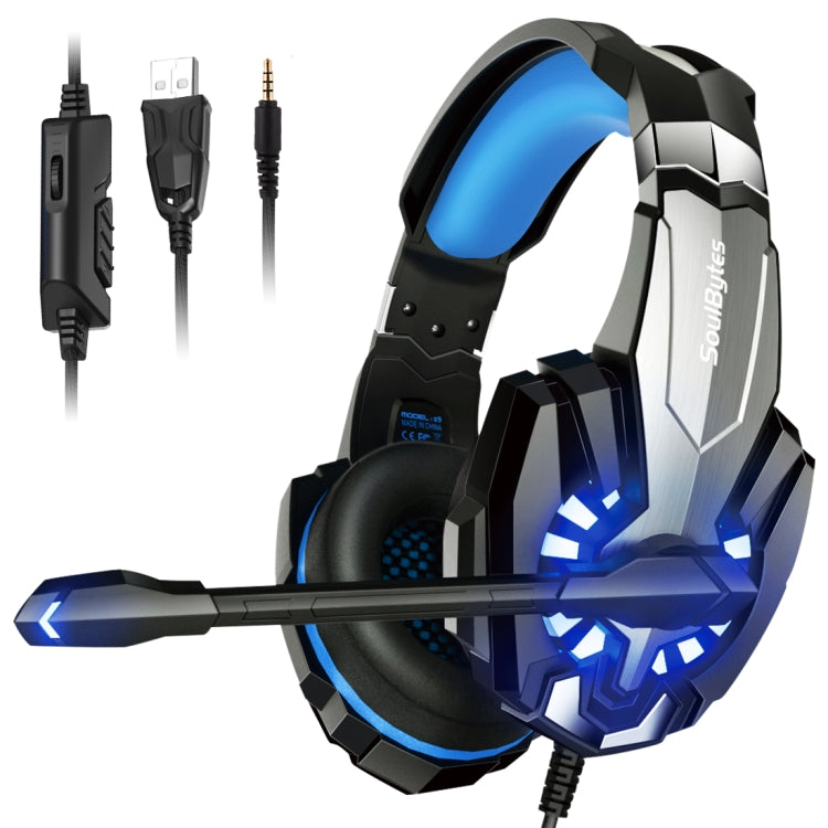 Soulbytes S9 USB + 3.5mm 4 Pin Adjustable LED Light Gaming Headset with Mic (Blue) - Multimedia Headset by Soulbytes | Online Shopping South Africa | PMC Jewellery | Buy Now Pay Later Mobicred