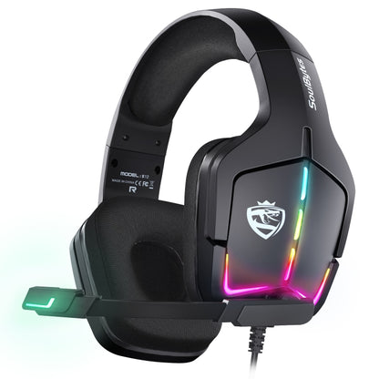 Soulbytes S12 USB + 3.5mm 4 Pin Adjustable RGB Light Gaming Headset with Mic (Black) - Multimedia Headset by Soulbytes | Online Shopping South Africa | PMC Jewellery | Buy Now Pay Later Mobicred