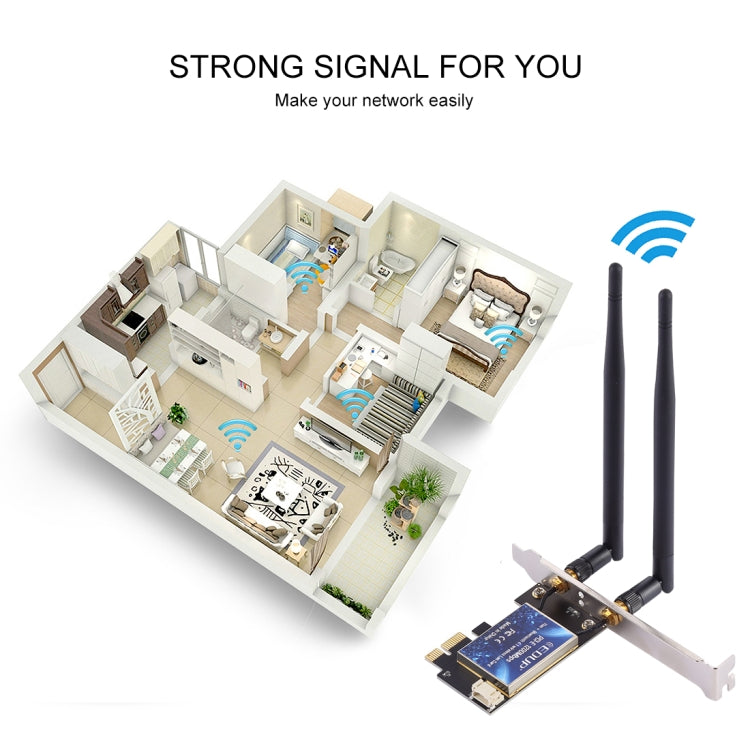 EDUP EP-9620 2 in 1 AC1200Mbps 2.4GHz & 5.8GHz Dual Band PCI-E 2 Antenna WiFi Adapter External Network Card + Bluetooth - USB Network Adapter by EDUP | Online Shopping South Africa | PMC Jewellery | Buy Now Pay Later Mobicred