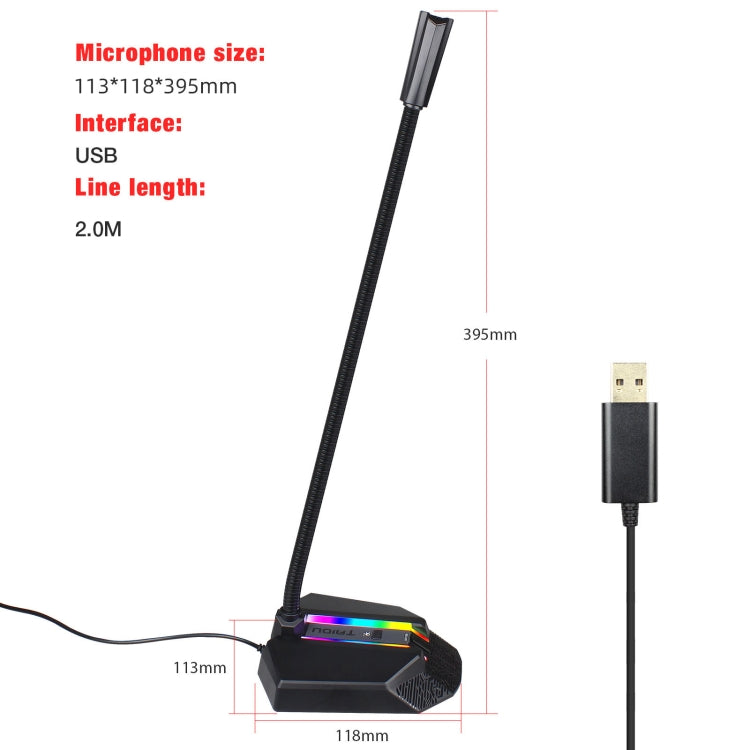 HXSJ TSP202 RGB Lighting Bendable USB Voice Chat Video Conference Microphone - Microphone by HXSJ | Online Shopping South Africa | PMC Jewellery | Buy Now Pay Later Mobicred