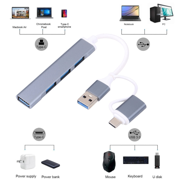 A-806 5 in 1 USB 3.0 and Type-C / USB-C to USB 3.0 HUB Adapter - Card Reader by PMC Jewellery | Online Shopping South Africa | PMC Jewellery | Buy Now Pay Later Mobicred