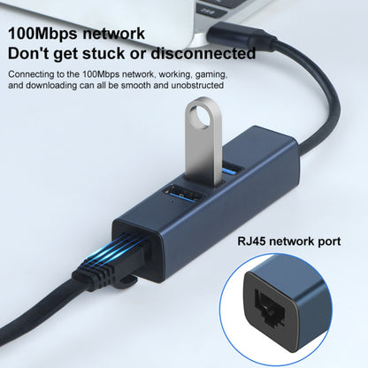 RDS 6307-3 USB-C / Type-C to USB3.0 + Dual USB2.0 + RJ45 4 in 1 HUB Adapter - USB HUB by PMC Jewellery | Online Shopping South Africa | PMC Jewellery | Buy Now Pay Later Mobicred