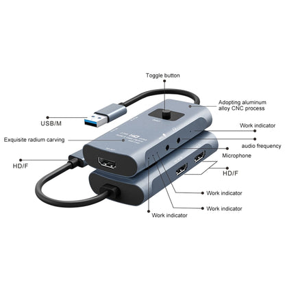 Z54 HDMI Output + 2 x HDMI Input + Mic + Audio to USB 3.0 Audio Video Capture Switcher with Loop - Video Capture Solutions by PMC Jewellery | Online Shopping South Africa | PMC Jewellery | Buy Now Pay Later Mobicred