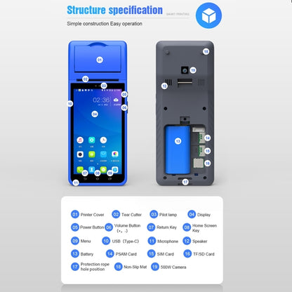 POS-6000 4G Version 1GB+8GB 58mm PDA Handheld 5.5 inch QR Code Android Smart POS Teminal Scanner Printer, UK Plug - Printer by PMC Jewellery | Online Shopping South Africa | PMC Jewellery | Buy Now Pay Later Mobicred