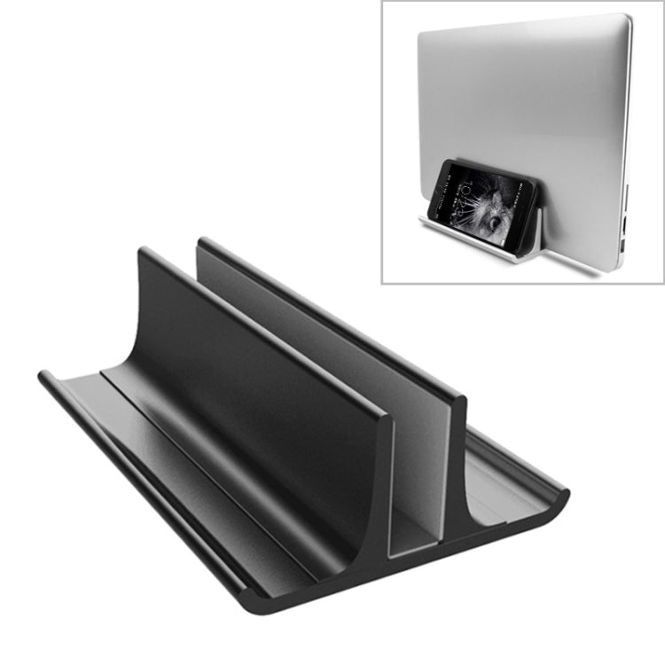 Universal Portable Aluminum Alloy Single Slot Width Adjustable Laptop Vertical Radiating Storage Stand Base(Black) - Laptop Stand by PMC Jewellery | Online Shopping South Africa | PMC Jewellery | Buy Now Pay Later Mobicred