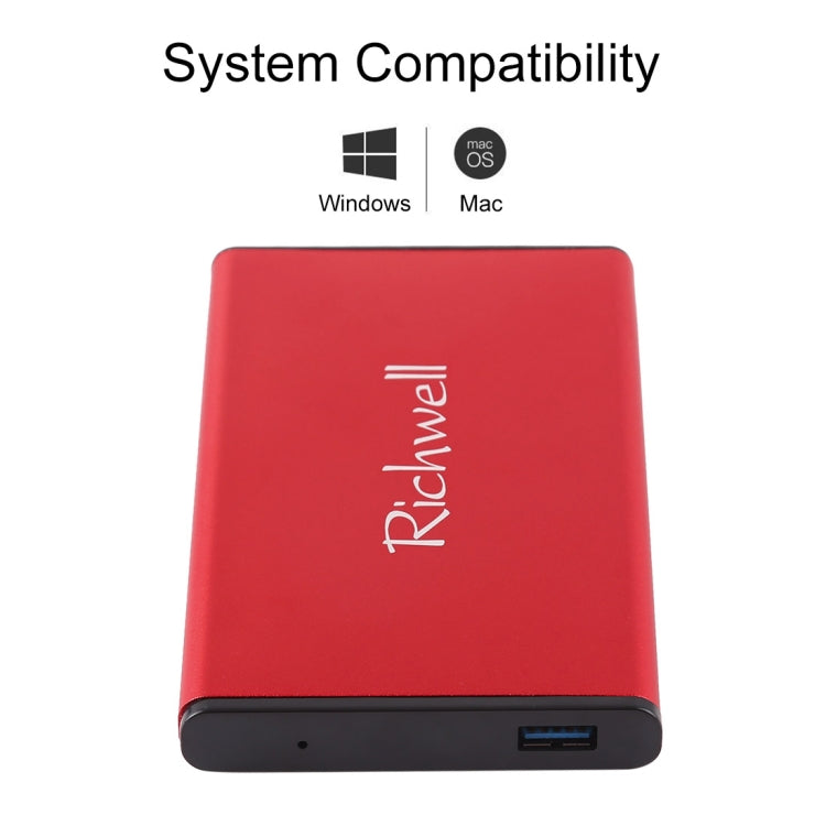 Richwell SATA R2-SATA-160GB 160GB 2.5 inch USB3.0 Super Speed Interface Mobile Hard Disk Drive(Red) - External Hard Drives by Richwell | Online Shopping South Africa | PMC Jewellery | Buy Now Pay Later Mobicred