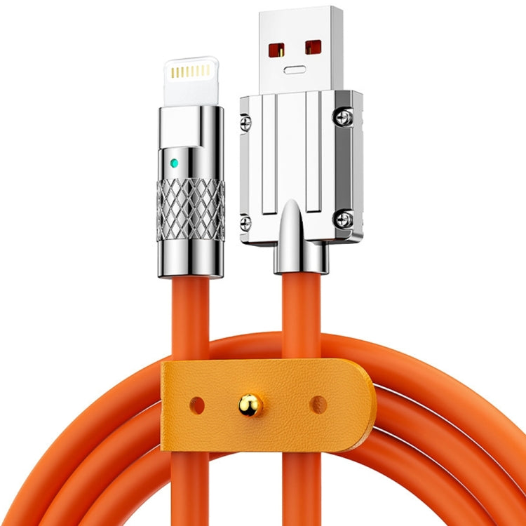 Mech Series 6A 120W USB to 8 Pin Metal Plug Silicone Fast Charging Data Cable, Length: 1.8m(Orange) - Normal Style Cable by PMC Jewellery | Online Shopping South Africa | PMC Jewellery | Buy Now Pay Later Mobicred