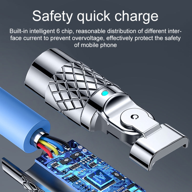 Mech Series 6A 120W USB to 8 Pin 180-degree Metal Plug Fast Charging Cable, Length: 1.8m(Blue) - Normal Style Cable by PMC Jewellery | Online Shopping South Africa | PMC Jewellery | Buy Now Pay Later Mobicred